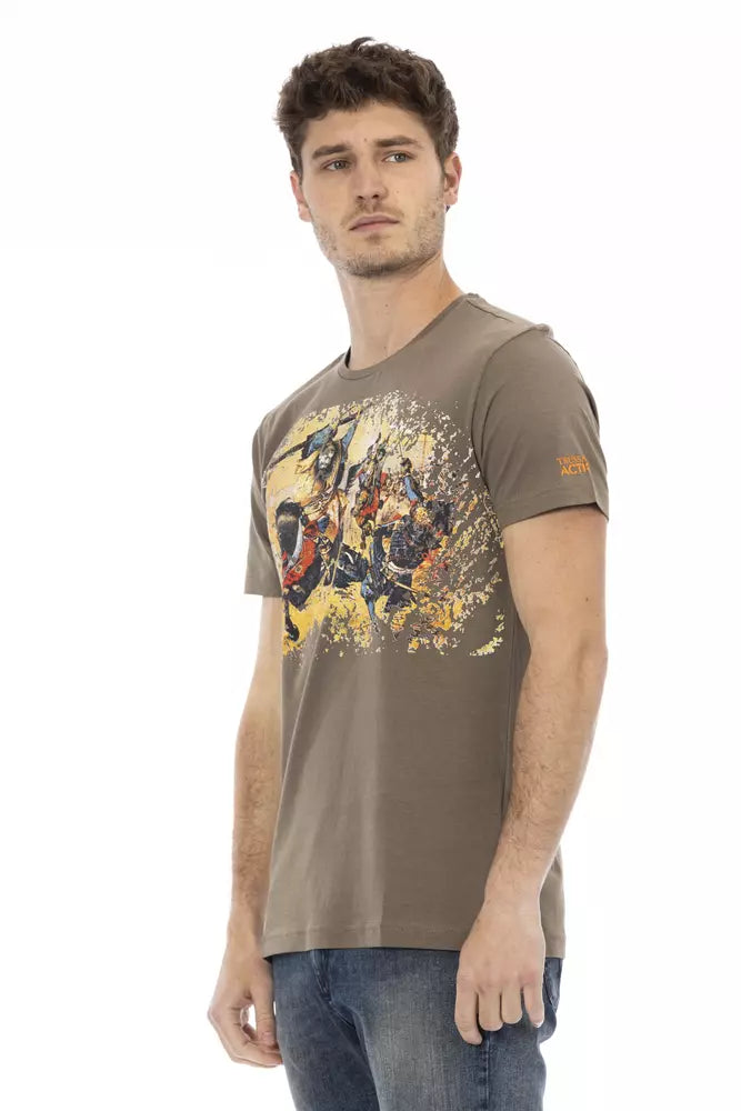 Trussardi Action Brown Cotton Men's T-Shirt $130.00 Trussardi Action Luzworld