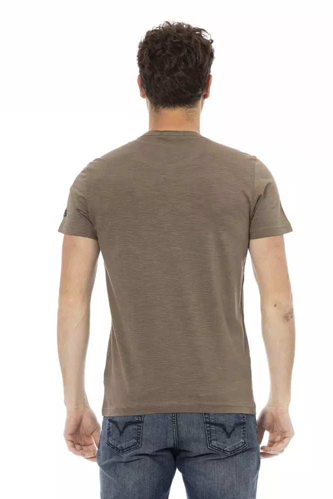 Trussardi Action Brown Cotton Men T-Shirt $130.00 Trussardi Action Luzworld