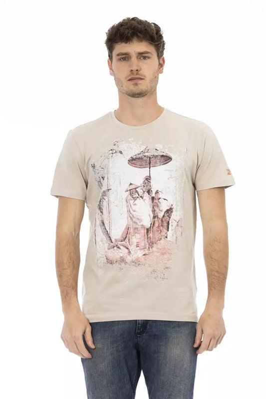 Trussardi Action Beige Cotton Men T-Shirt $130.00 Trussardi Action Luzworld