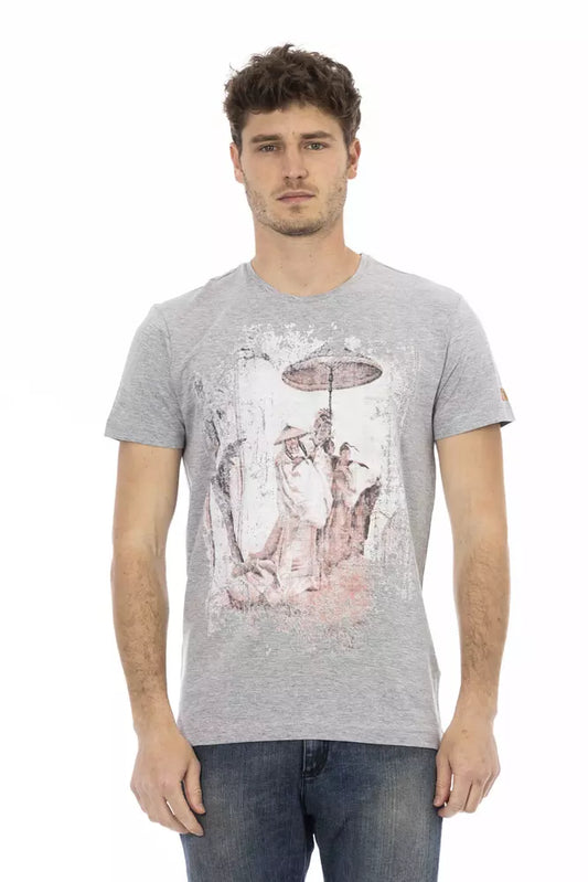 Trussardi Action Gray Cotton Men T-Shirt $130.00 Trussardi Action Luzworld