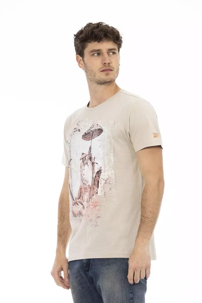 Trussardi Action Beige Cotton Men T-Shirt $130.00 Trussardi Action Luzworld