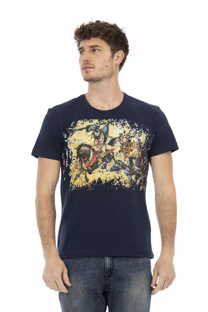 Trussardi Action Blue Cotton Men T-Shirt $130.00 Trussardi Action Luzworld