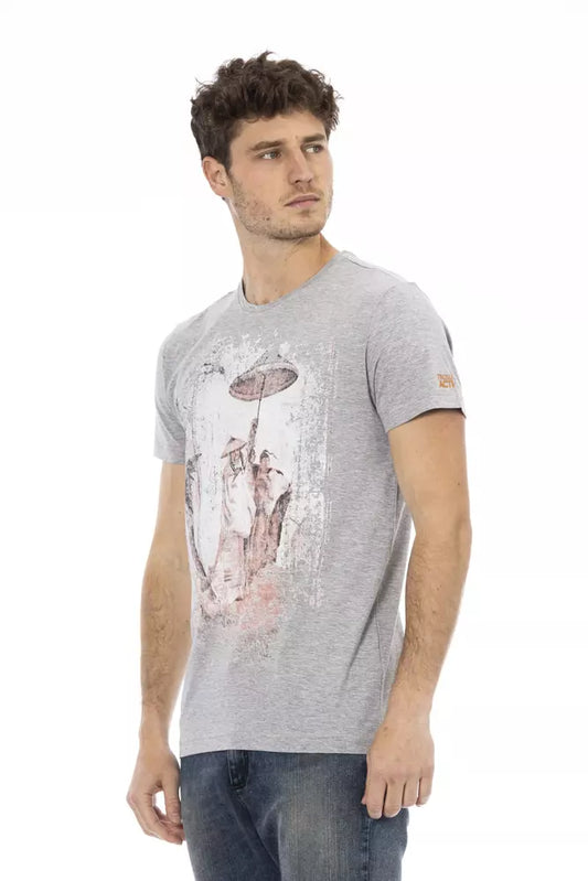 Trussardi Action Gray Cotton Men T-Shirt $130.00 Trussardi Action Luzworld