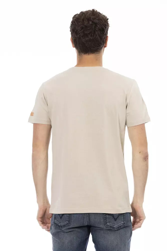 Trussardi Action Beige Cotton Men T-Shirt $130.00 Trussardi Action Luzworld