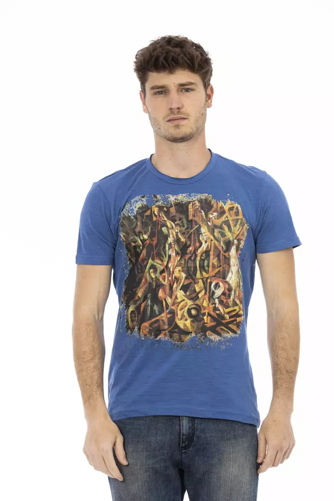 Trussardi Action Blue Cotton Men T-Shirt $130.00 Trussardi Action Luzworld