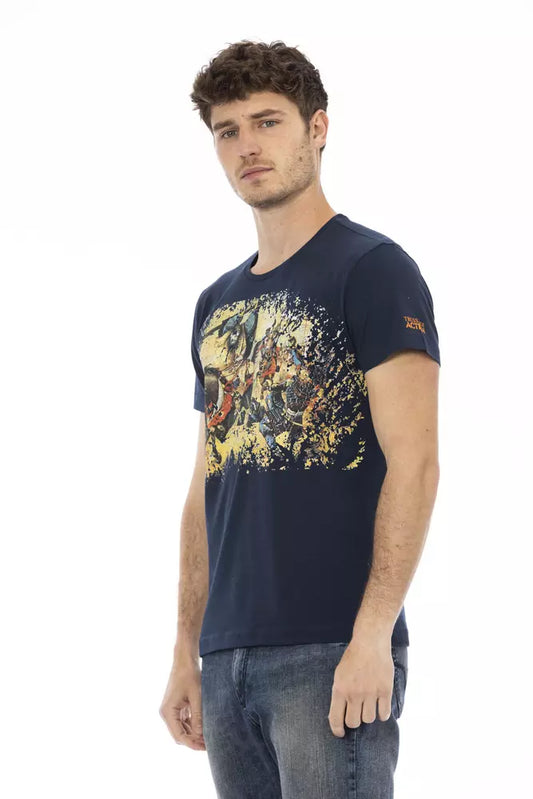 Trussardi Action Blue Cotton Men T-Shirt $130.00 Trussardi Action Luzworld