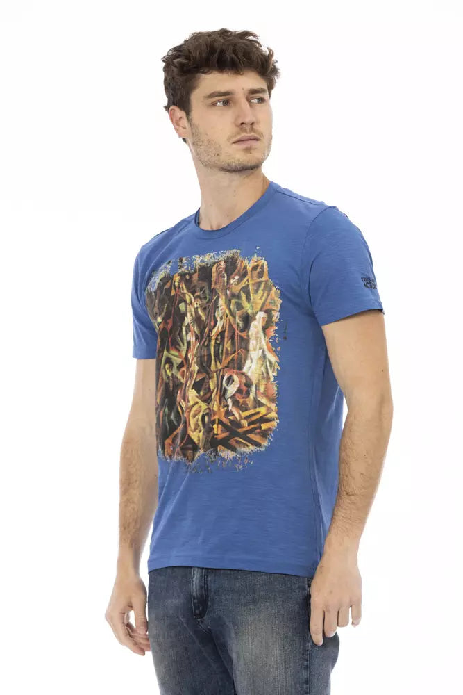 Trussardi Action Blue Cotton Men T-Shirt $130.00 Trussardi Action Luzworld