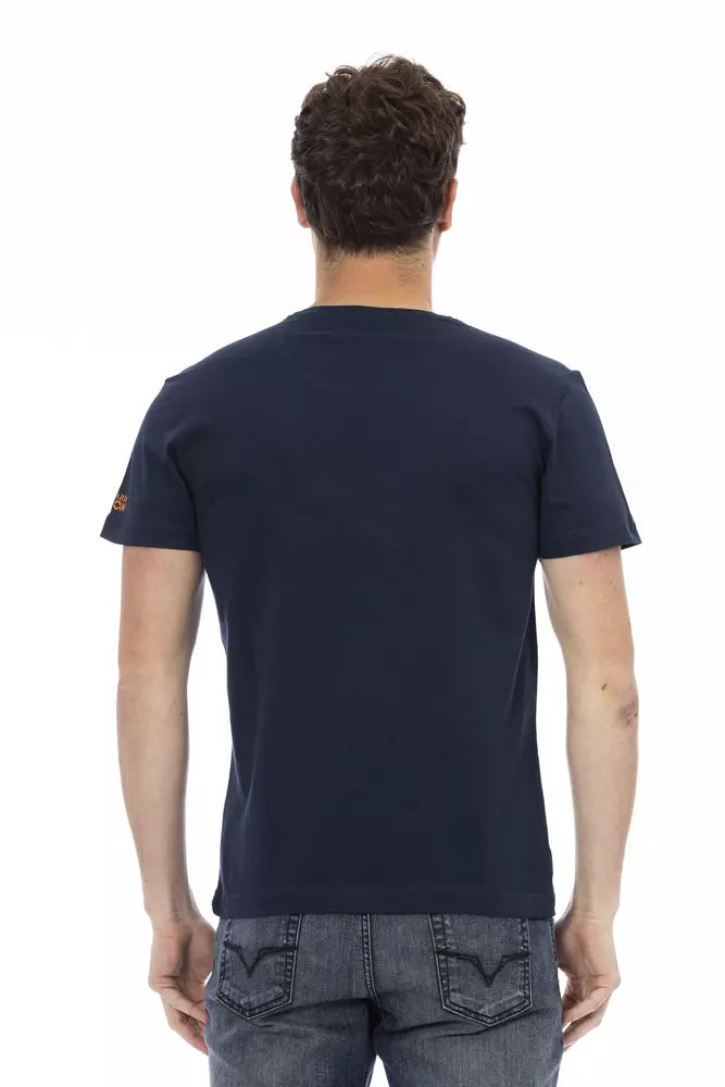 Trussardi Action Blue Cotton Men T-Shirt $130.00 Trussardi Action Luzworld