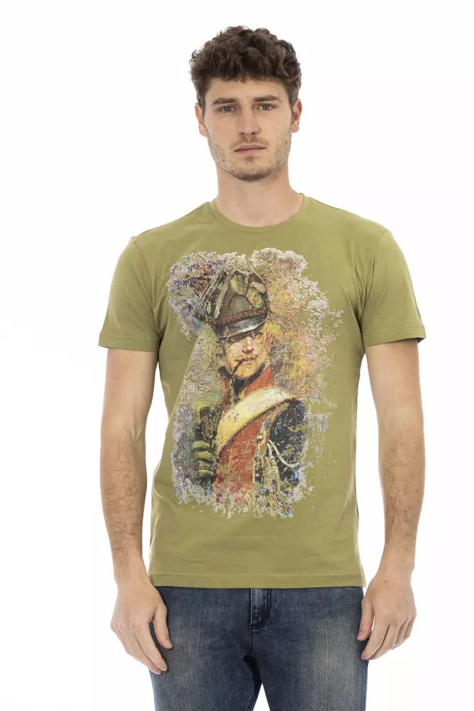 Trussardi Action Green Cotton Men T-Shirt $130.00 Trussardi Action Luzworld