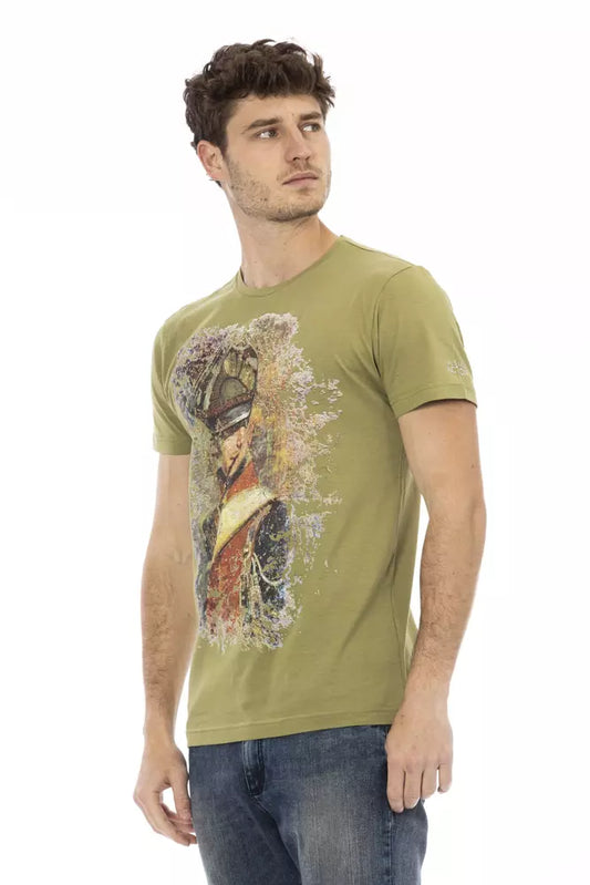 Trussardi Action Green Cotton Men T-Shirt $130.00 Trussardi Action Luzworld