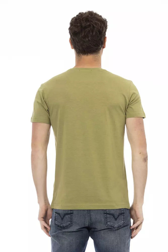 Trussardi Action Green Cotton Men T-Shirt $130.00 Trussardi Action Luzworld