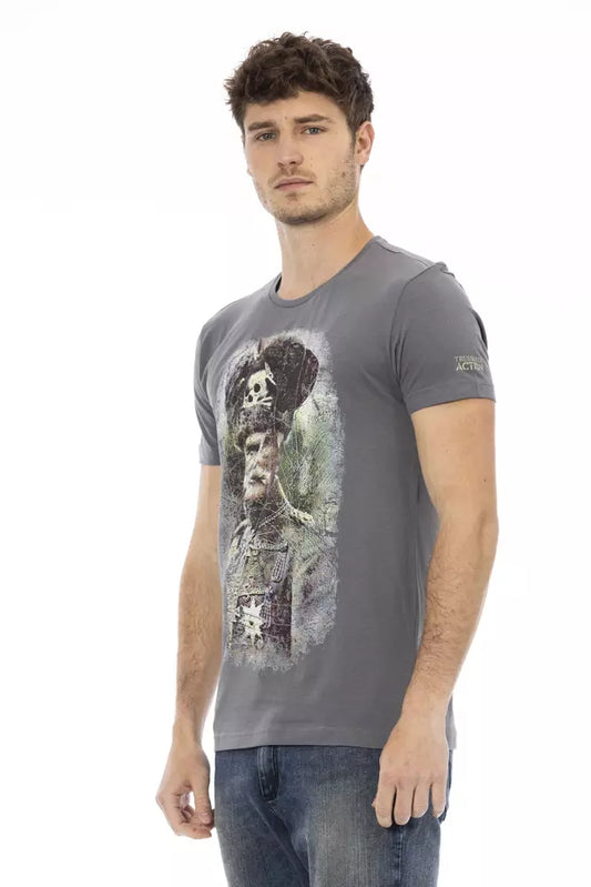 Trussardi Action Gray Cotton Men T-Shirt $130.00 Trussardi Action Luzworld