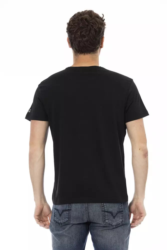 Trussardi Action Black Cotton Men T-Shirt $130.00 Trussardi Action Luzworld