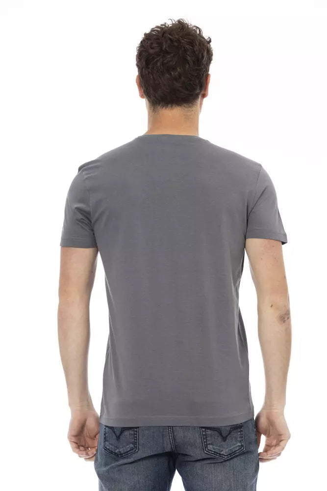 Trussardi Action Gray Cotton Men T-Shirt $130.00 Trussardi Action Luzworld