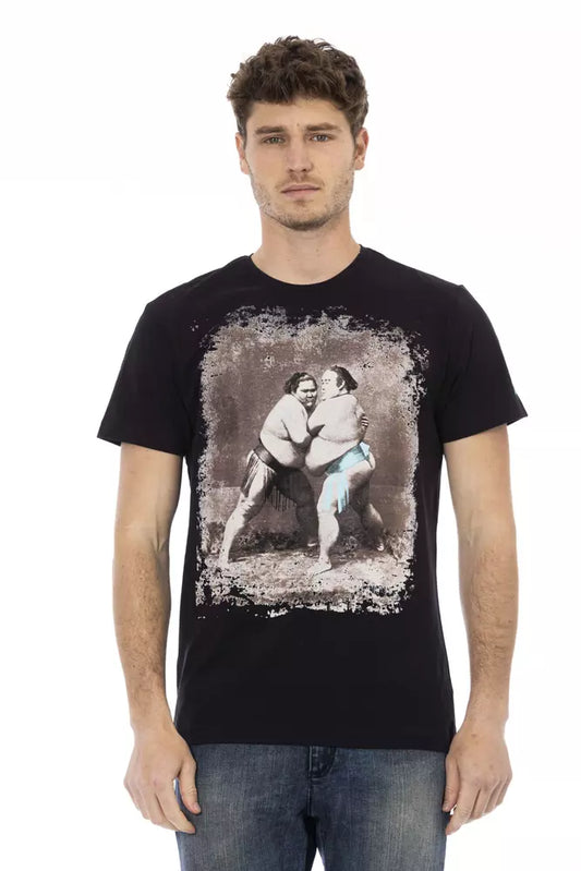 Trussardi Action Black Cotton Men T-Shirt $130.00 Trussardi Action Luzworld