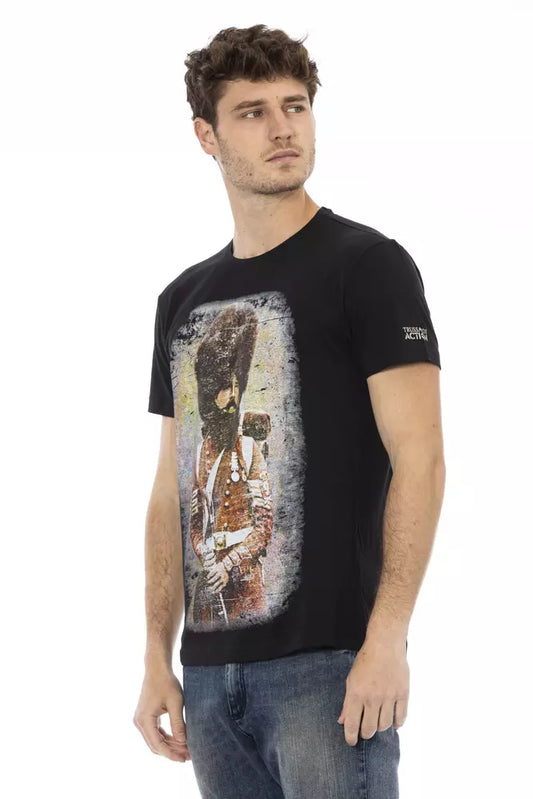 Trussardi Action Black Cotton Men T-Shirt $130.00 Trussardi Action Luzworld