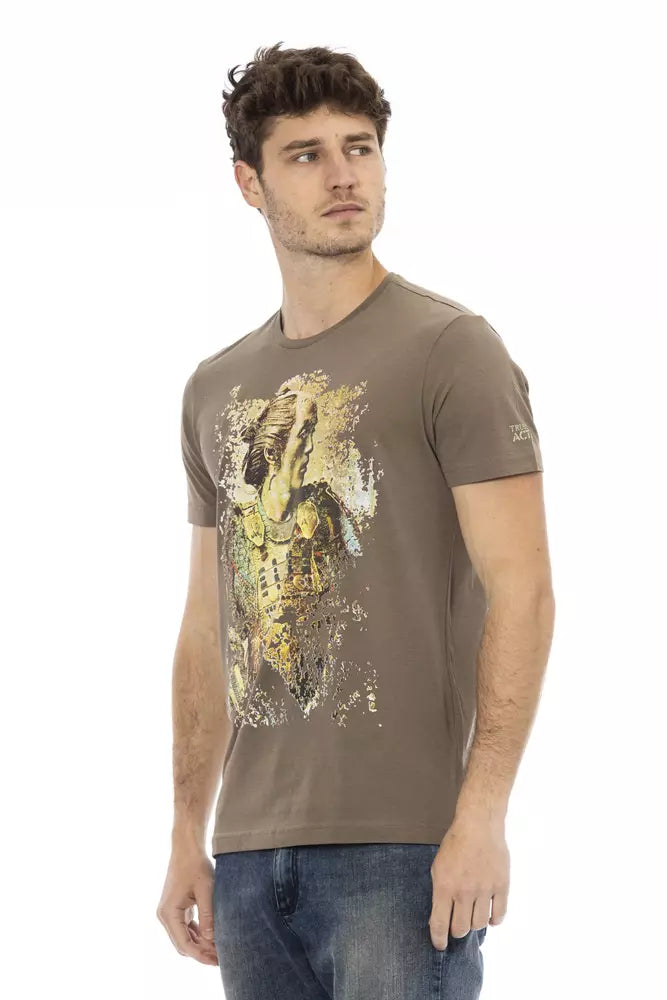 Trussardi Action Brown Cotton Men T-Shirt $130.00 Trussardi Action Luzworld