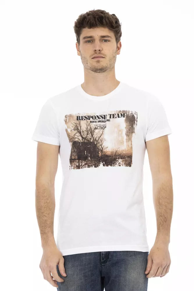 Trussardi Action White Cotton Men's T-Shirt $130.00 Trussardi Action Luzworld