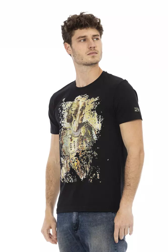 Trussardi Action Black Cotton Men T-Shirt $130.00 Trussardi Action Luzworld