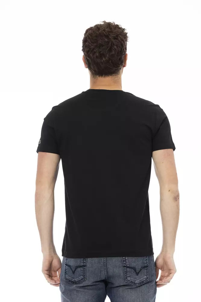 Trussardi Action Black Cotton Men T-Shirt $130.00 Trussardi Action Luzworld