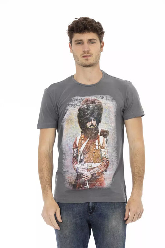 Trussardi Action Gray Cotton Men T-Shirt $130.00 Trussardi Action Luzworld