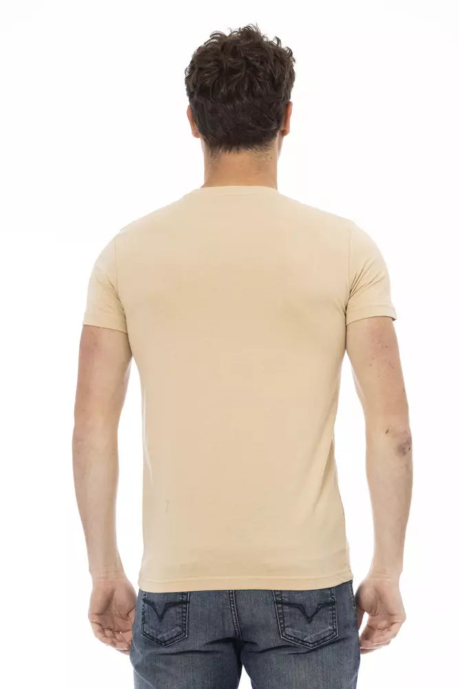 Trussardi Action Beige Cotton Men T-Shirt $130.00 Trussardi Action Luzworld
