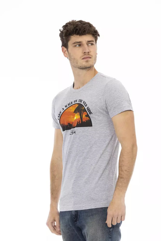 Trussardi Action Gray Cotton Men T-Shirt $130.00 Trussardi Action Luzworld