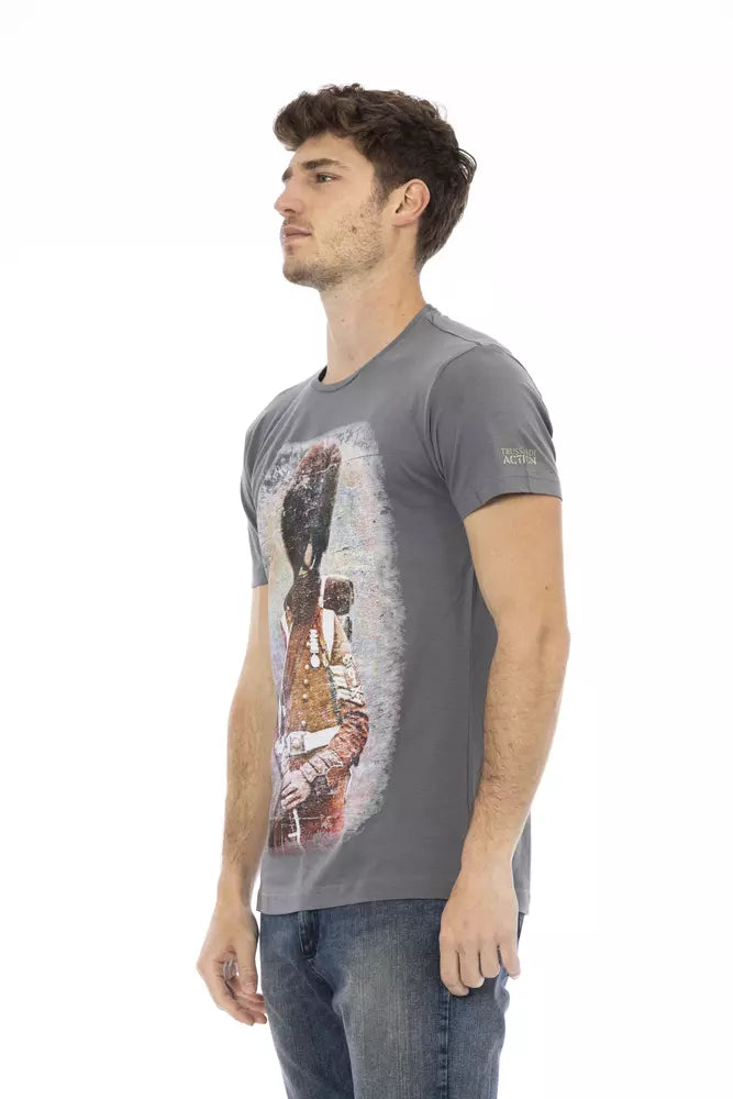 Trussardi Action Gray Cotton Men T-Shirt $130.00 Trussardi Action Luzworld