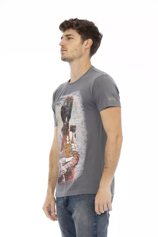 Trussardi Action Gray Cotton Men T-Shirt $130.00 Trussardi Action Luzworld