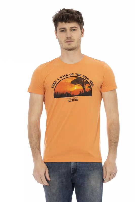 Trussardi Action Orange Cotton Men T-Shirt $130.00 Trussardi Action Luzworld