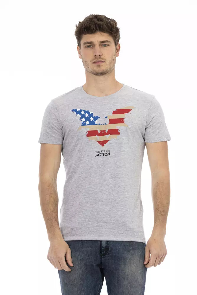Trussardi Action Gray Cotton Men T-Shirt $130.00 Trussardi Action Luzworld