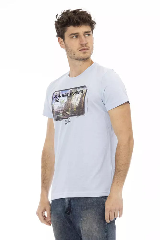 Trussardi Action Light Blue Cotton Men T-Shirt $130.00 Trussardi Action Luzworld