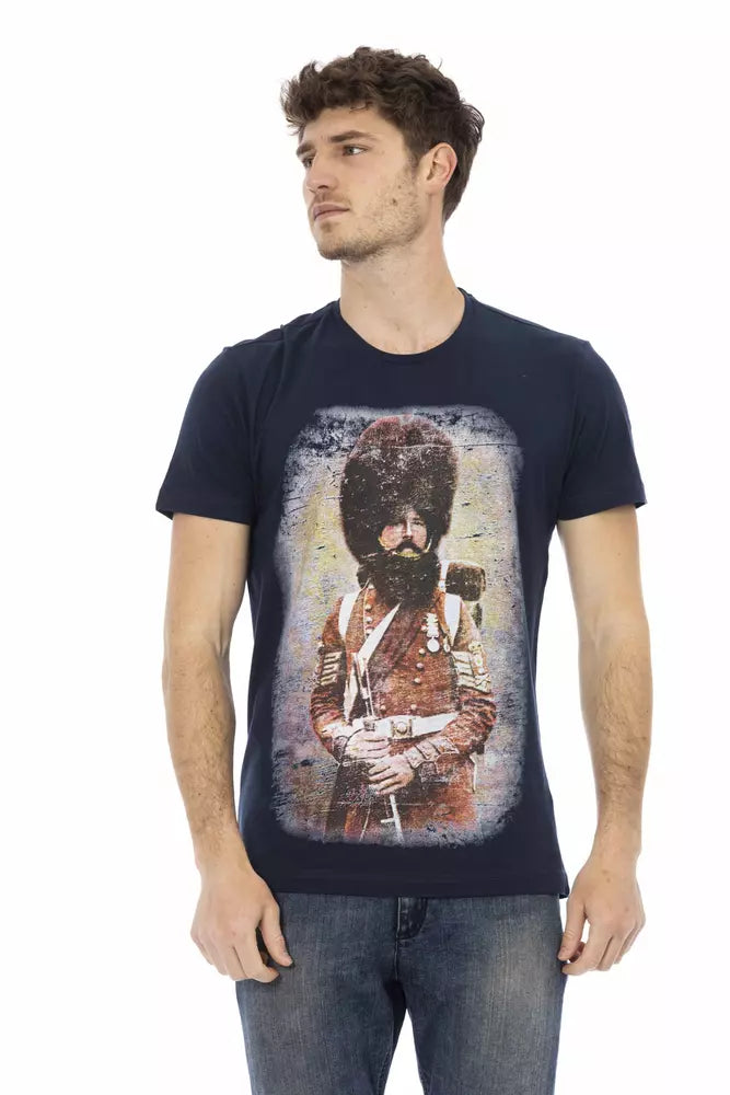 Trussardi Action Blue Cotton Men T-Shirt $130.00 Trussardi Action Luzworld