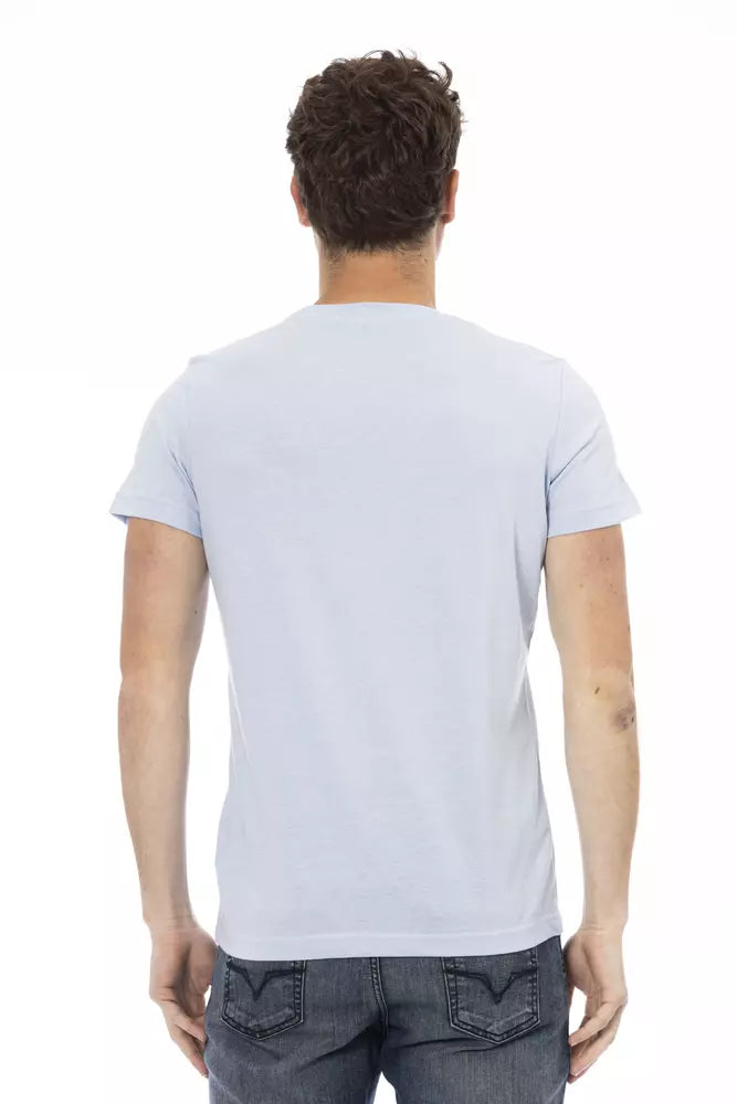 Trussardi Action Light Blue Cotton Men T-Shirt $130.00 Trussardi Action Luzworld