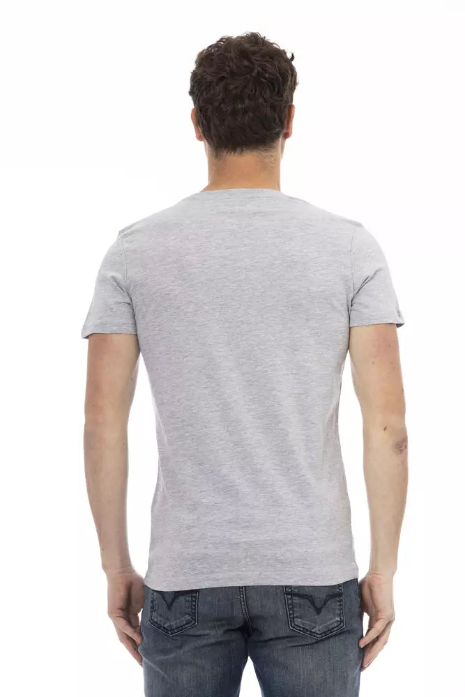 Trussardi Action Gray Cotton Men T-Shirt $130.00 Trussardi Action Luzworld