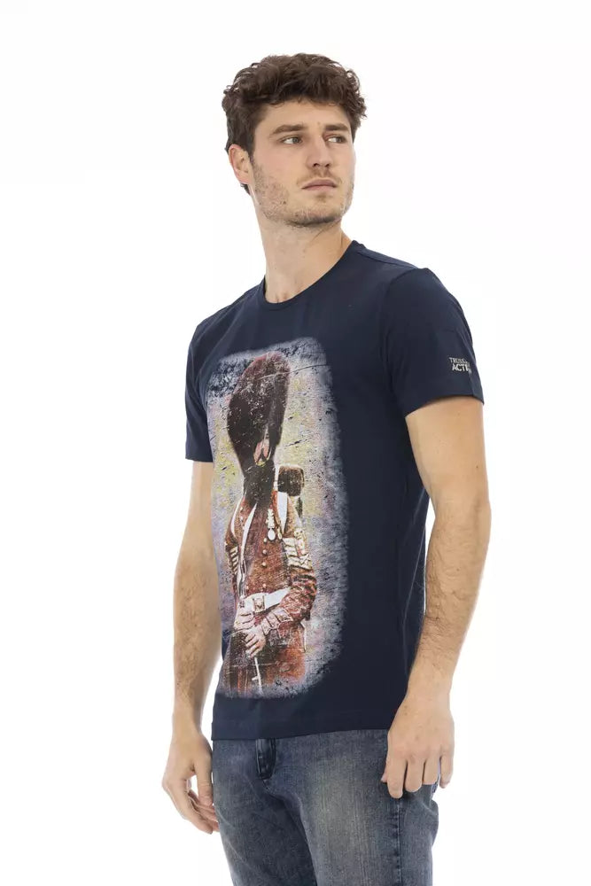Trussardi Action Blue Cotton Men T-Shirt $130.00 Trussardi Action Luzworld