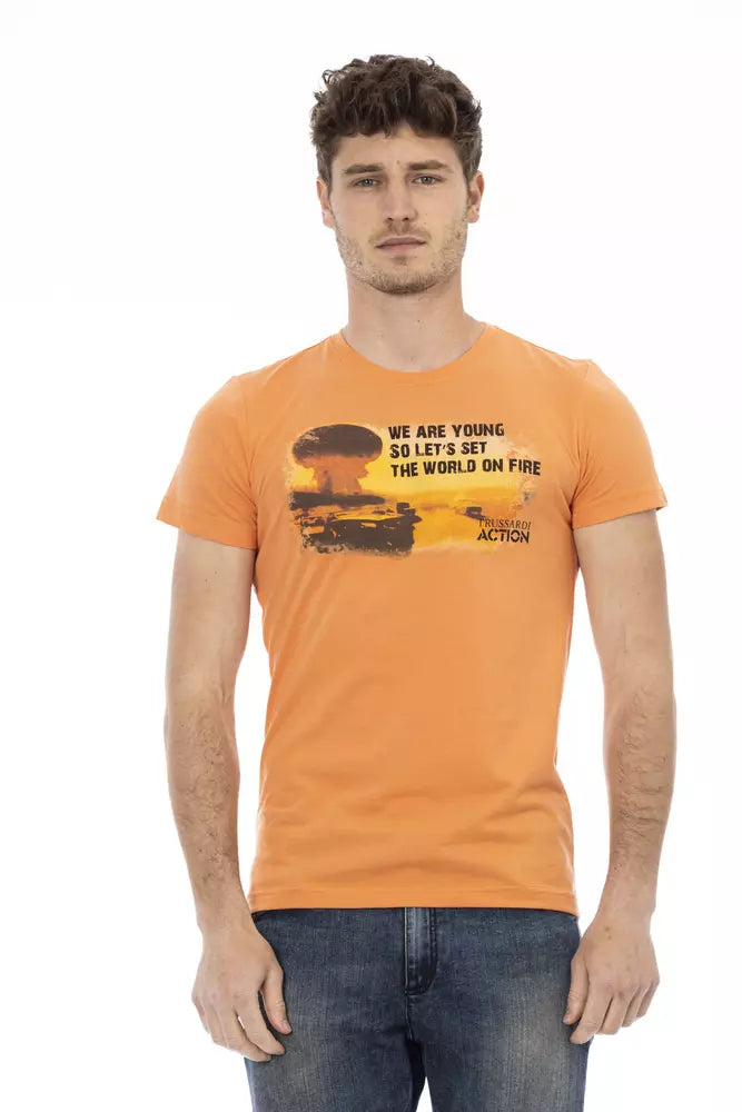 Trussardi Action Orange Cotton Men T-Shirt $130.00 Trussardi Action Luzworld