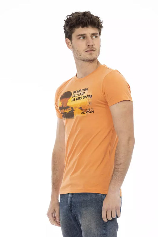 Trussardi Action Orange Cotton Men T-Shirt $130.00 Trussardi Action Luzworld