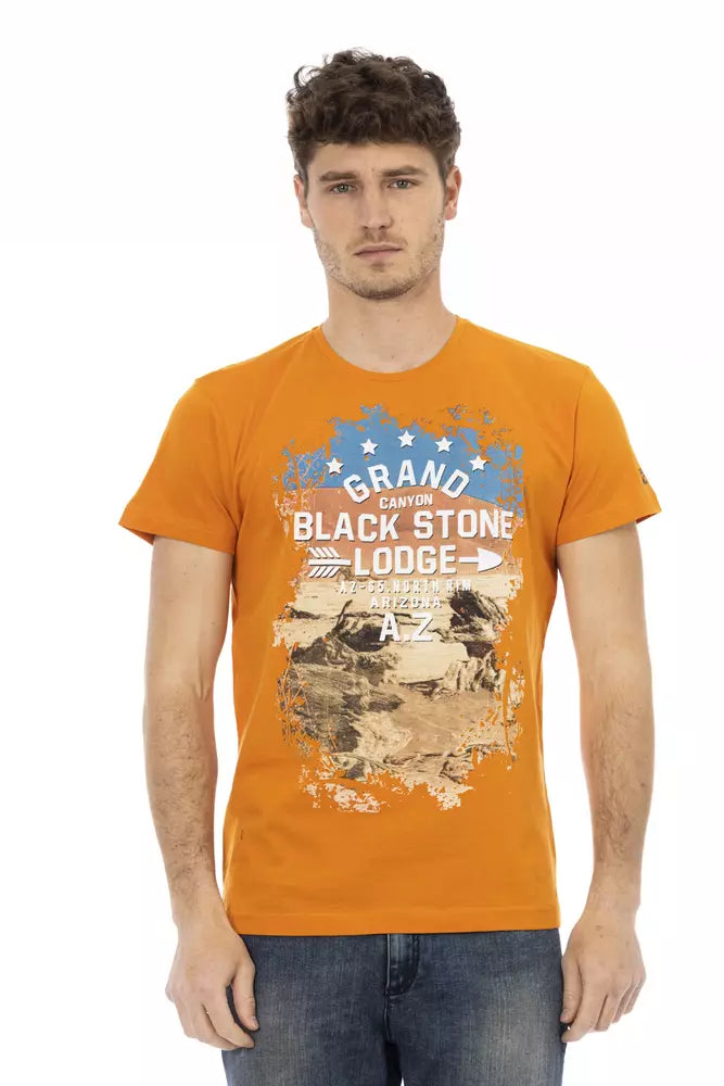 Trussardi Action Orange Cotton Men T-Shirt $130.00 Trussardi Action Luzworld