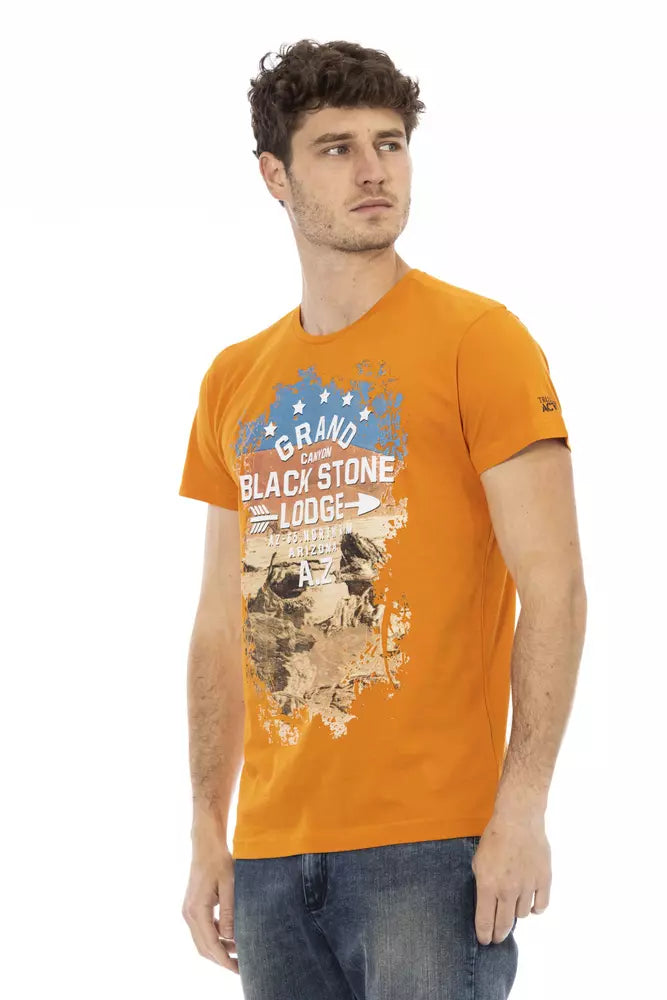 Trussardi Action Orange Cotton Men T-Shirt $130.00 Trussardi Action Luzworld