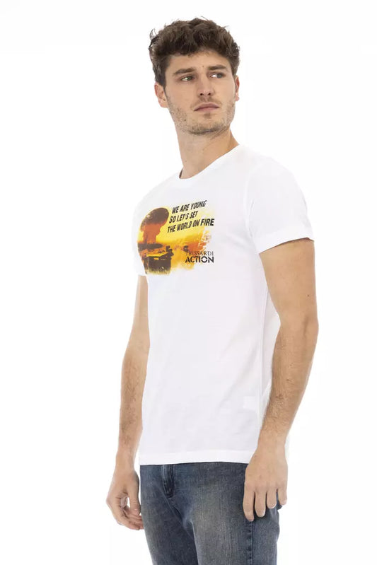 Trussardi Action White Cotton Men T-Shirt $130.00 Trussardi Action Luzworld