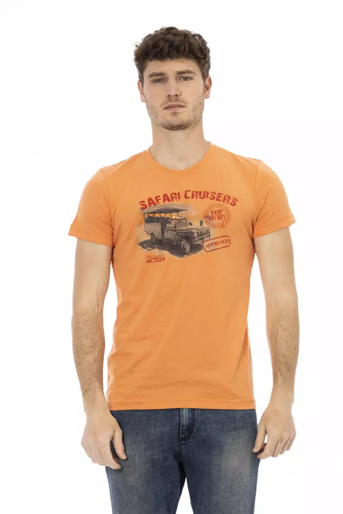 Trussardi Action Orange Cotton Men T-Shirt $130.00 Trussardi Action Luzworld