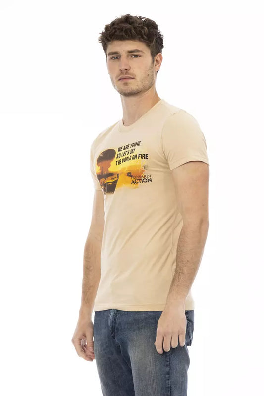 Trussardi Action Beige Cotton Men T-Shirt $130.00 Trussardi Action Luzworld