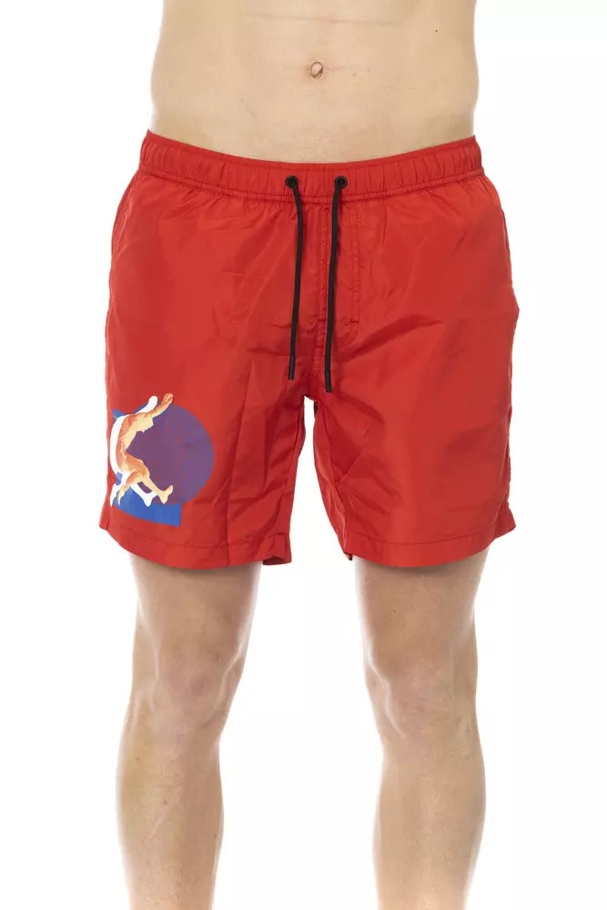 Bikkembergs Red Polyester Men Swim Short $167.00 Bikkembergs Luzworld