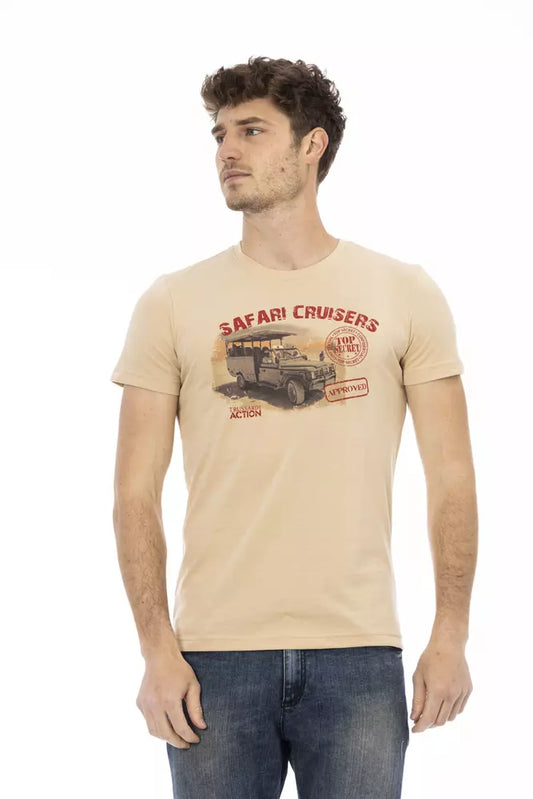 Trussardi Action Beige Cotton Men T-Shirt $130.00 Trussardi Action Luzworld