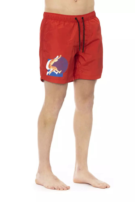 Bikkembergs Red Polyester Men Swim Short $167.00 Bikkembergs Luzworld