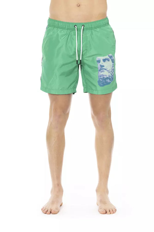 Bikkembergs Green Polyester Men Swim Short $168.00 Bikkembergs Luzworld