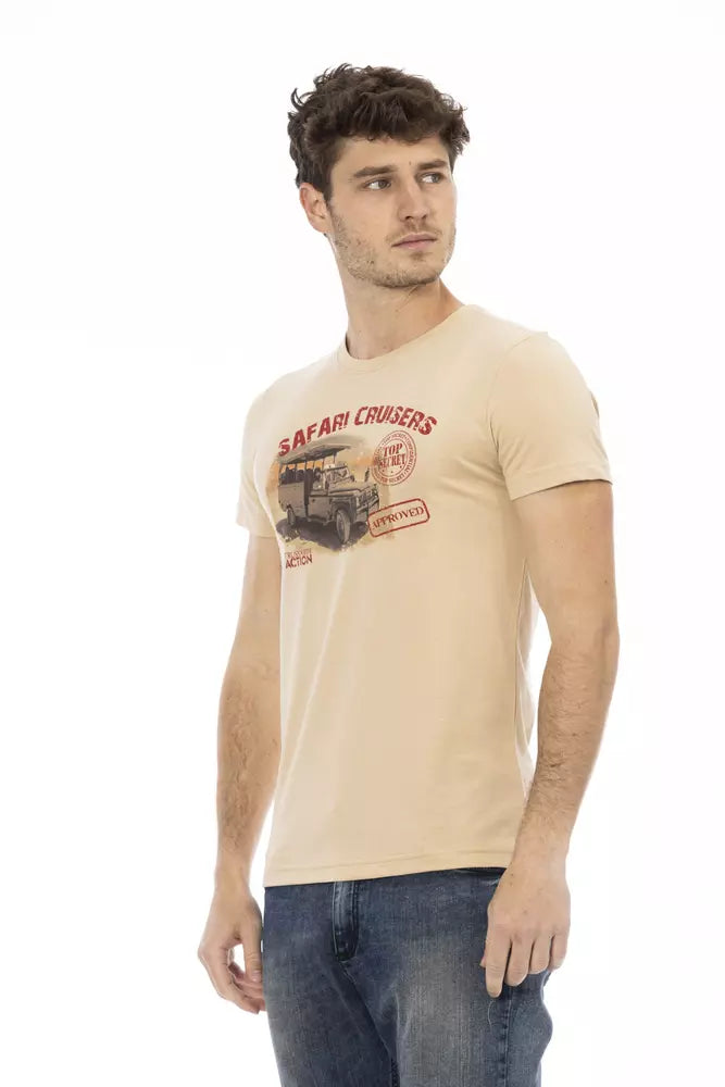 Trussardi Action Beige Cotton Men T-Shirt $130.00 Trussardi Action Luzworld