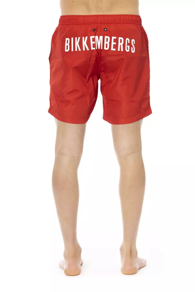 Bikkembergs Red Polyester Men Swim Short $167.00 Bikkembergs Luzworld