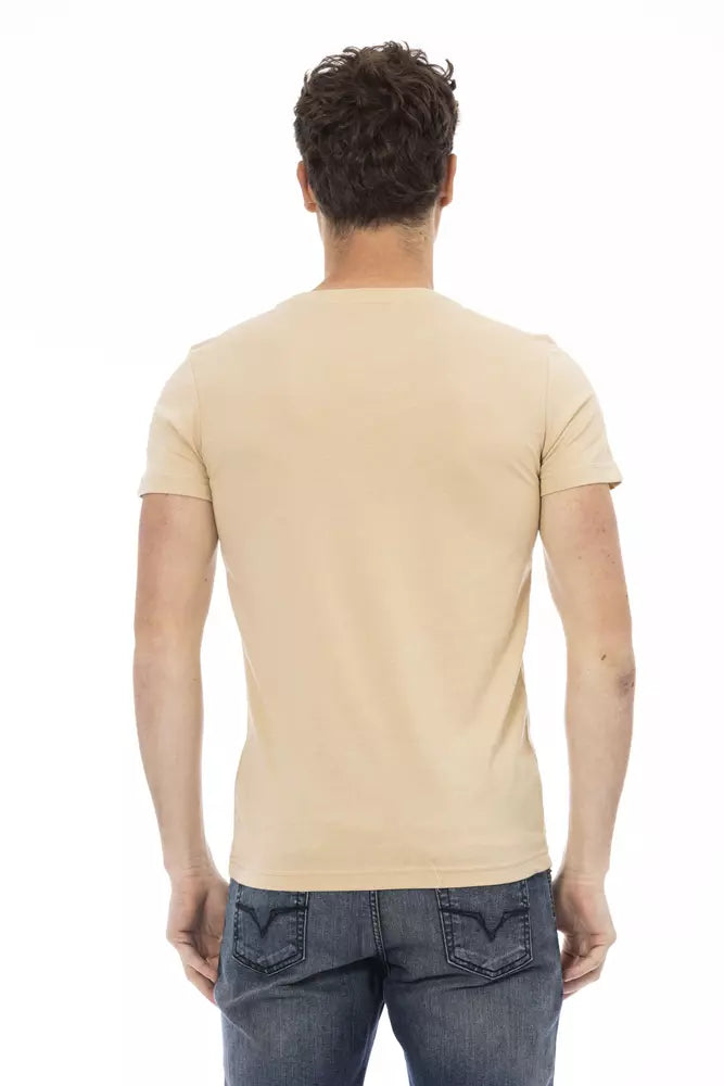 Trussardi Action Beige Cotton Men T-Shirt $130.00 Trussardi Action Luzworld